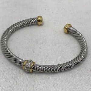 New 2 tone cable bracelet with cz accents